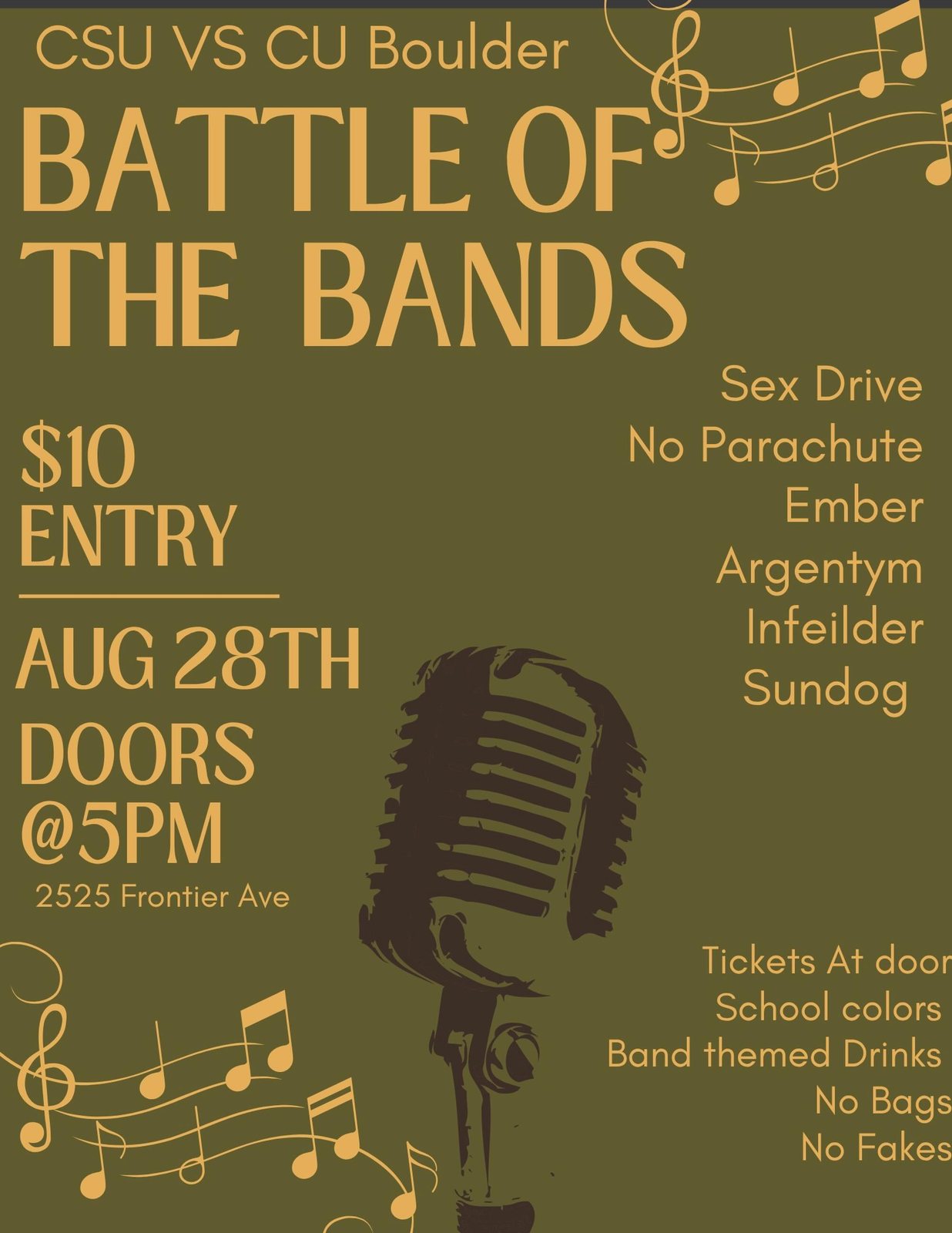 Battle of the Bands poster: CSU vs CU Boulder
